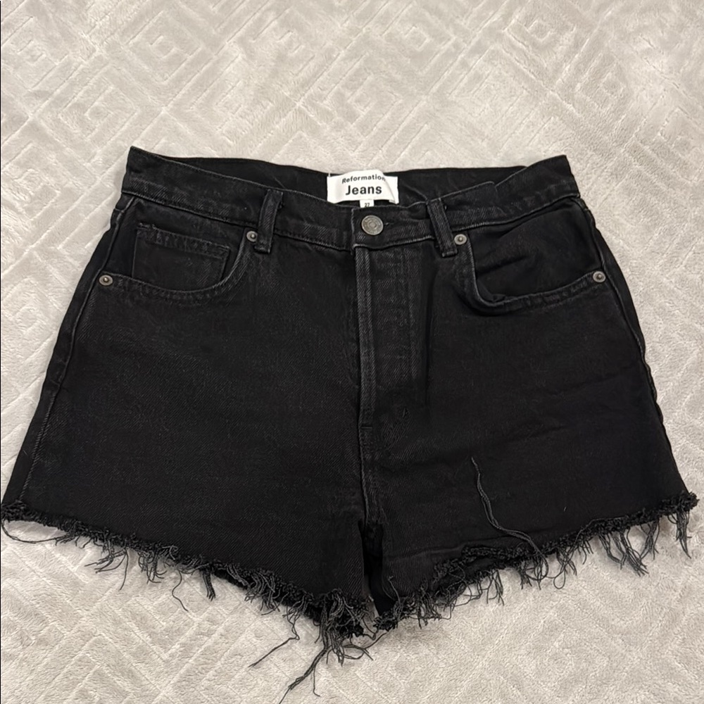 Reformation Black Jean Shorts